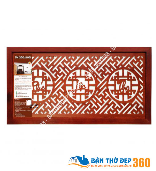 Tấm chống ám bàn thờ 41x81cm Màu Nâu Phúc – Lộc – Thọ (Việt)