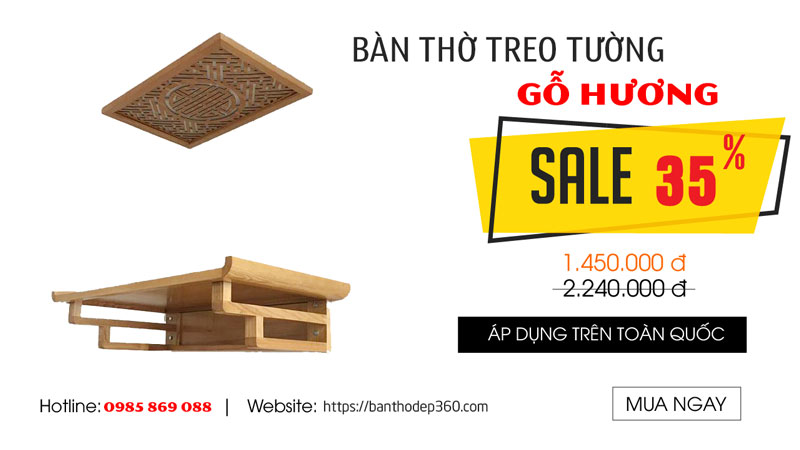 Bàn thờ treo Gỗ Hương - Bàn thờ Gỗ hương gia tiên chuẩn phong thủy